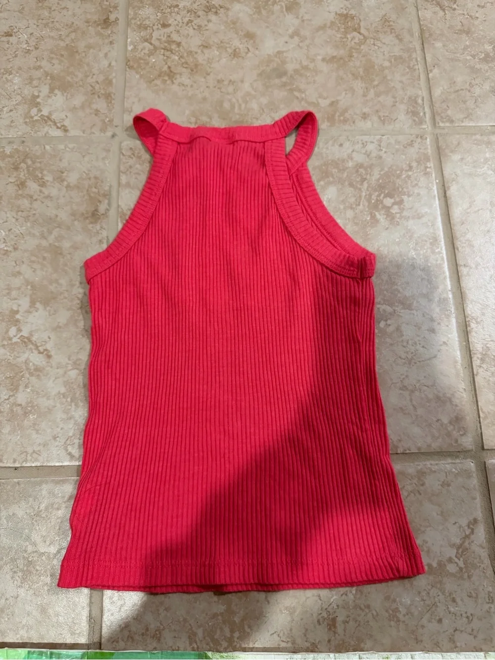 Old Navy Hot Pink Ribbed Tank with Daisy Patch